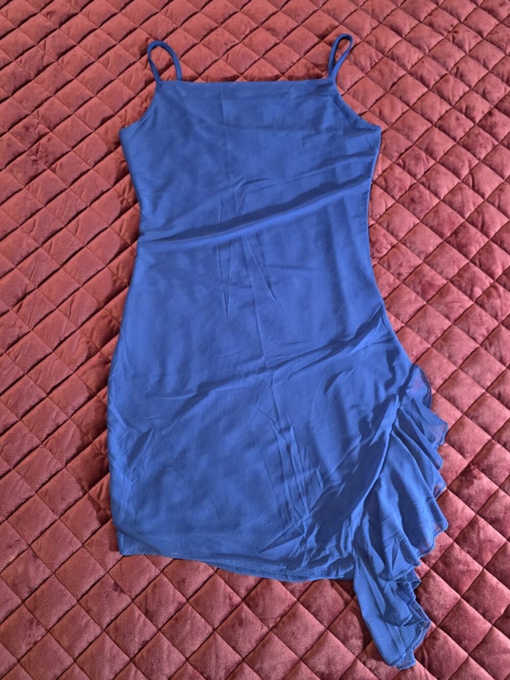 Royal Blue Asymmetric Ruffle Mini Dress - Women